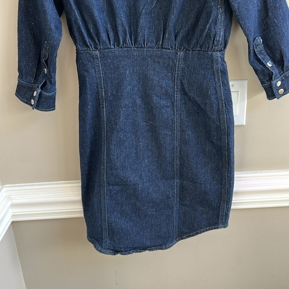 Only Blue Denim Button Snap Down Dress Dark Blue Long Sleeves Size Small - Picture 7 of 12